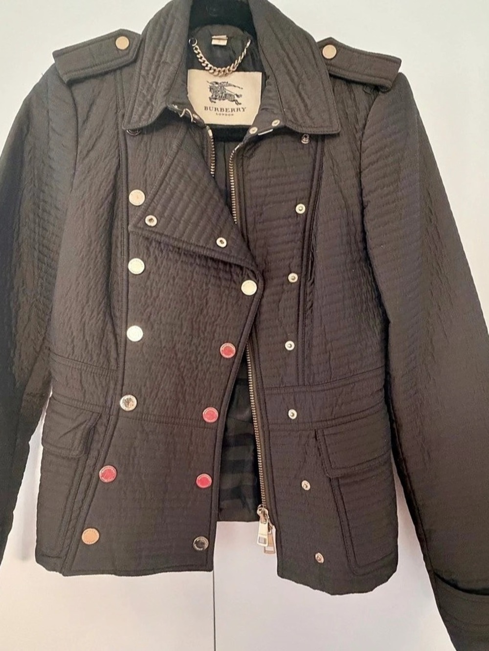 Burberry Quilted Jacket in Olive Green-  Size P Like New